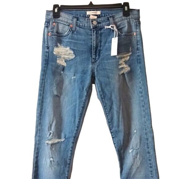 NEW Comune London Mid Twig Blue Jeans in Medium Wash Factory Distressed Size 28 - Picture 3 of 13